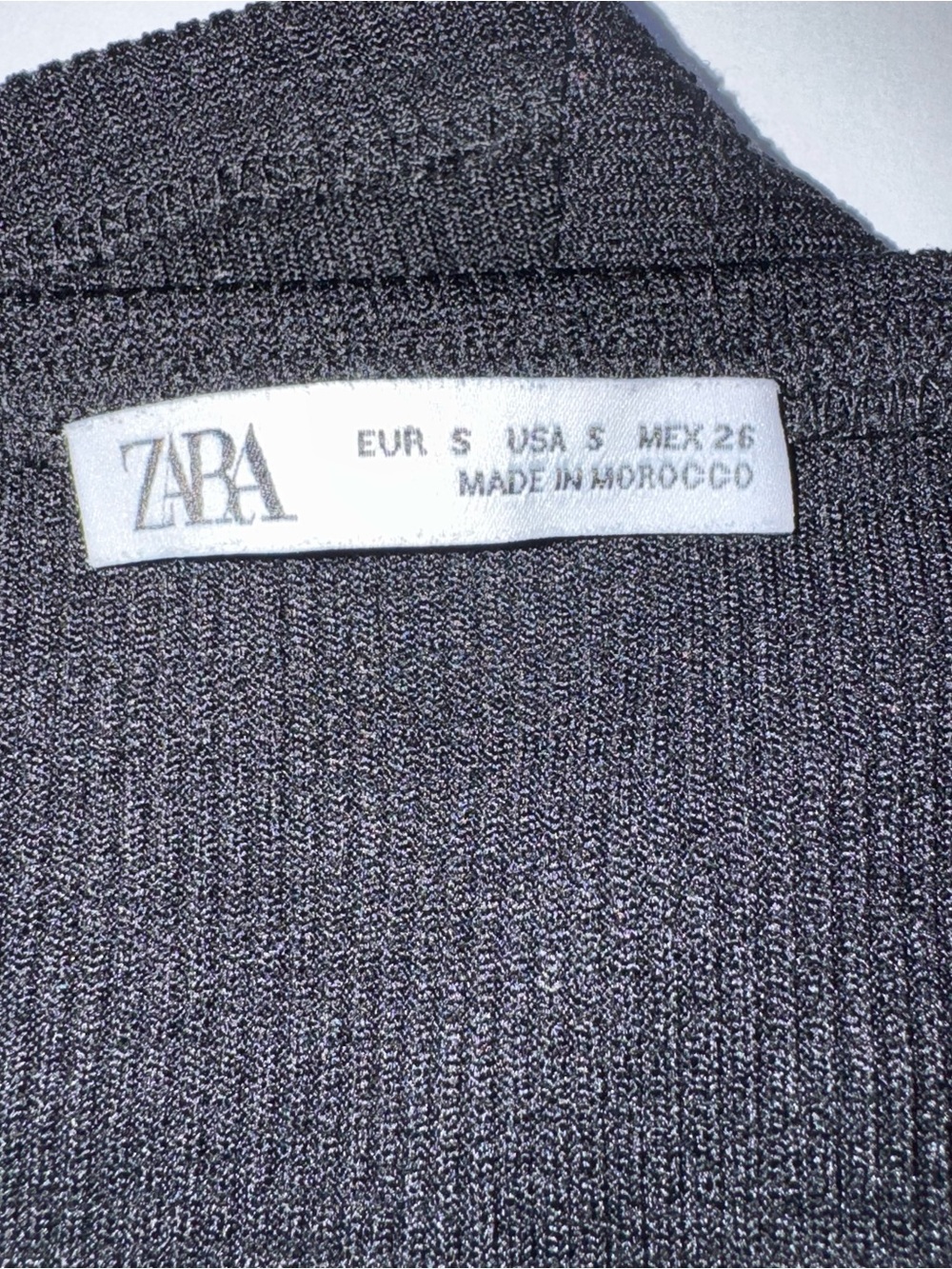 Zara Black Ribbed Ruffle-Strap Crop Top - Picture 4 of 4